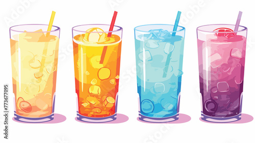 Glass drink cup flat cartoon vactor illustration is