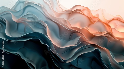 Tranquil and mesmerizing, a simple color palette forming a gradient wave in a fluid abstract, creating a visually soothing and aesthetically pleasing composition.