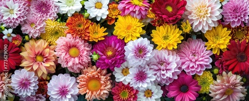 Colorful Chrysanthemum Flowers and Daisies Floral Background