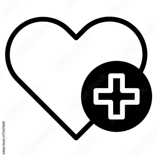 simple heart love icon with life health care cross vector giving charity support symbol illustration