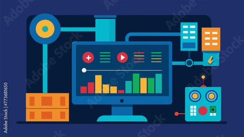 A macro shot of a machines control panel displaying live data streams and graphs that provide crucial information for decisionmaking and