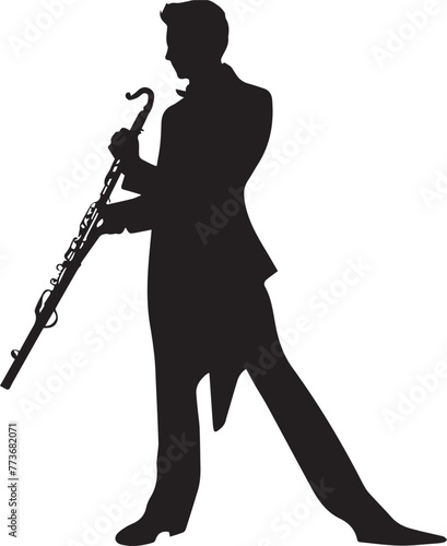 Hand drawn illustration of the flute player
