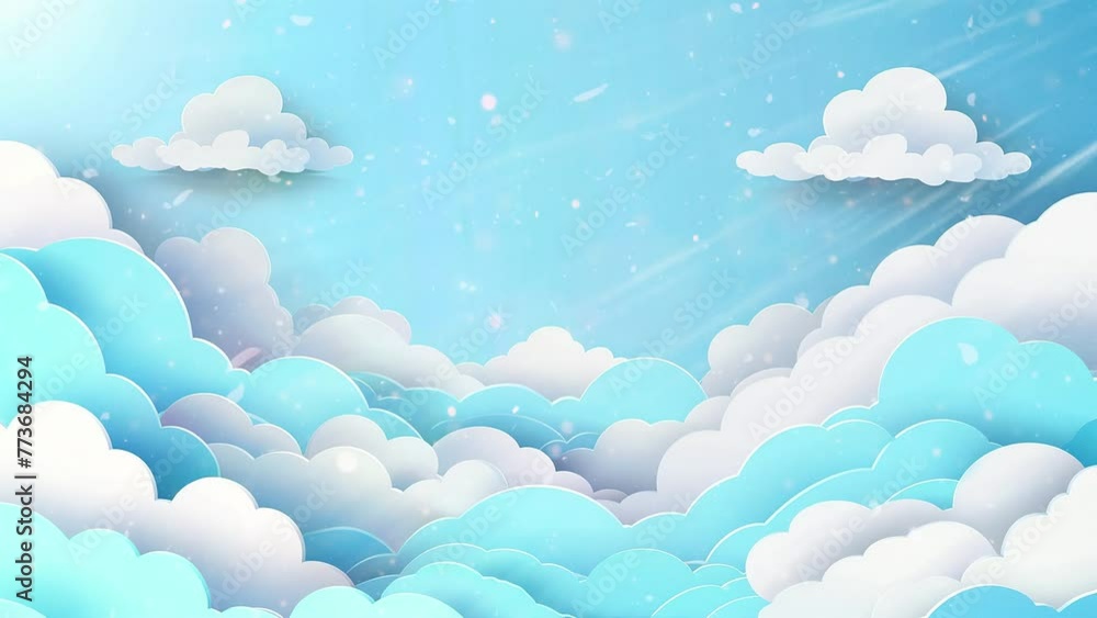 3d paper cut cloud and blue sky banner background. seamless looping overlay 4k virtual video animation background 3d paper cut cloud and blue sky banner background. seamless looping overlay 4k virtual video animation background