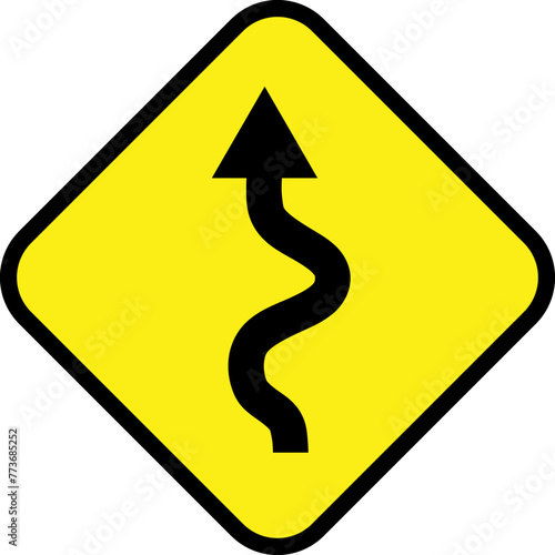 sign winding road
