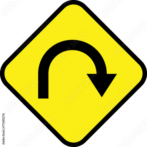 sign hairpin curve