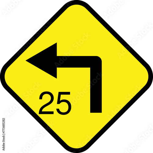sign turn with advisory speed