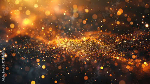 Abstract Bokeh Style: Golden Particles in Stormy Motion 