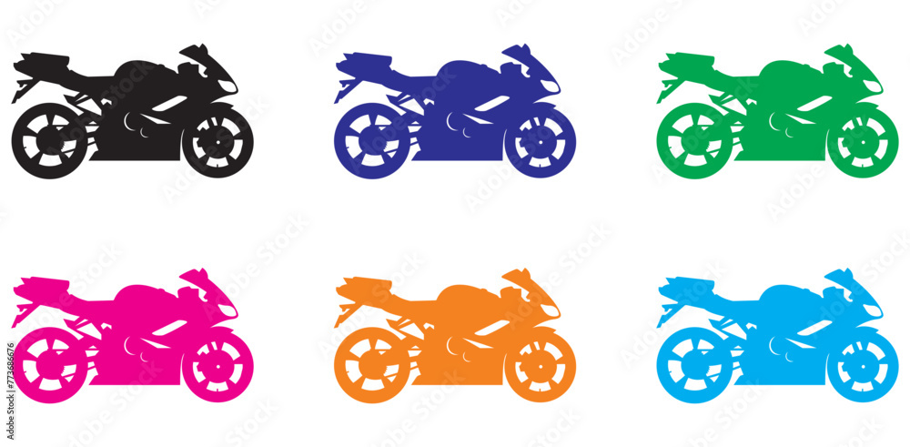 Obraz premium motorcycle silhouette set design illustration, silhouette style design, designed for icon and animation