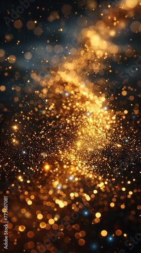 Golden Christmas Celebration: Sparkling Particles and Sprinkles
