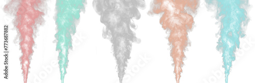 Color smoke collection isolated a on transparent background