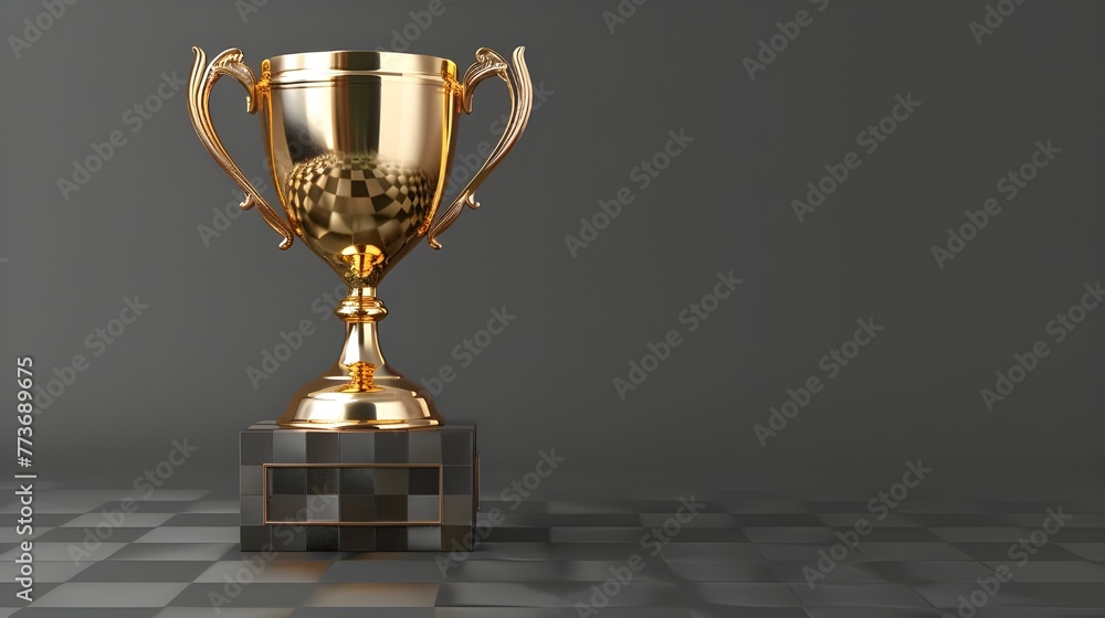 Elegant golden trophy on a grey background
Elegant golden trophy on a grey background