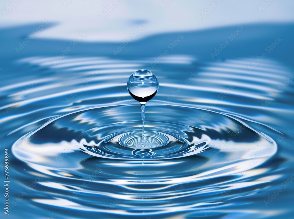 A drop of water is falling into a large body of water