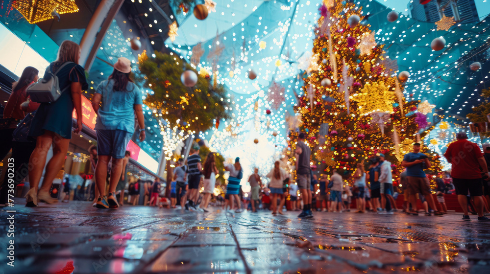Fototapeta premium Travel Photography: Melbourne's Lively Christmas Scene 
