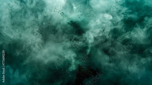 Abstract Emerald Powder Explosion: Freeze Motion, Splattered Background © Abbassi