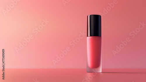 Single Bottle of Matte Pink Liquid Blush on Gradient Background, Cosmetics © Abbassi