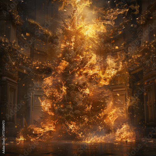 Cinematic Christmas Tree Blaze 