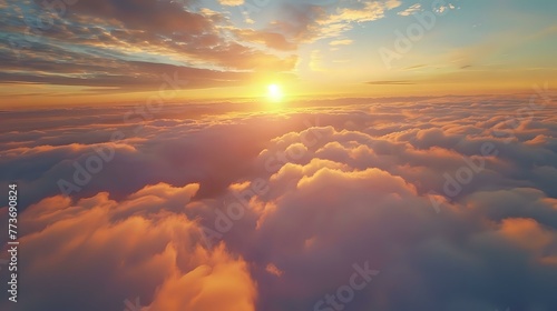 Stunning Morning Sky: Aerial View of Sunrise with Dramatic Clouds