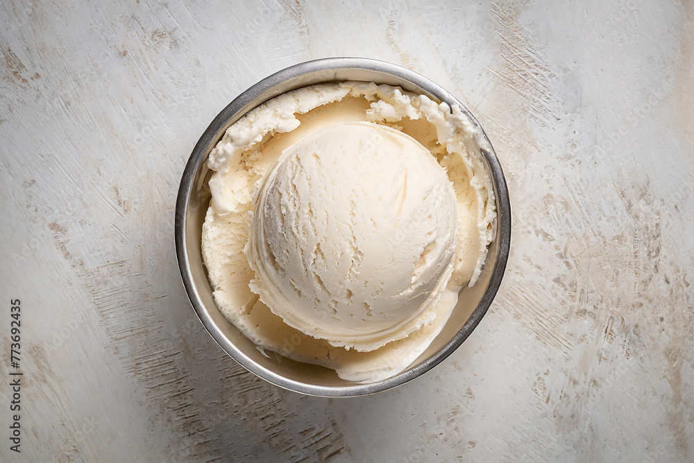 Bowl of banana ice cream and banana on dark background Bowl of banana ice cream and banana on dark background