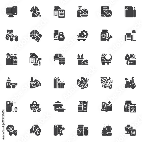 Online shopping categories vector icons set