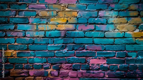Urban Art  Colorful Graffiti Adorning a Brick Wall in the City