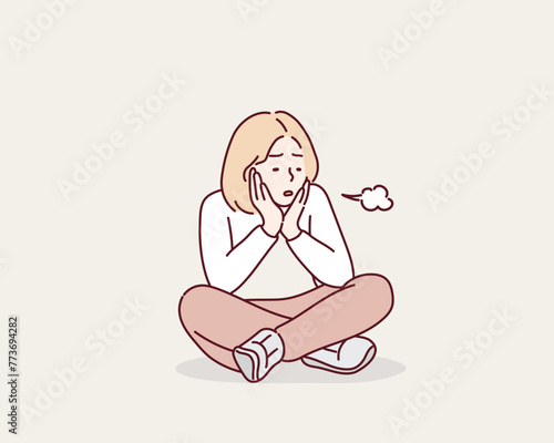 Clip art of man who sighs. Hand drawn style vector design illustrations.