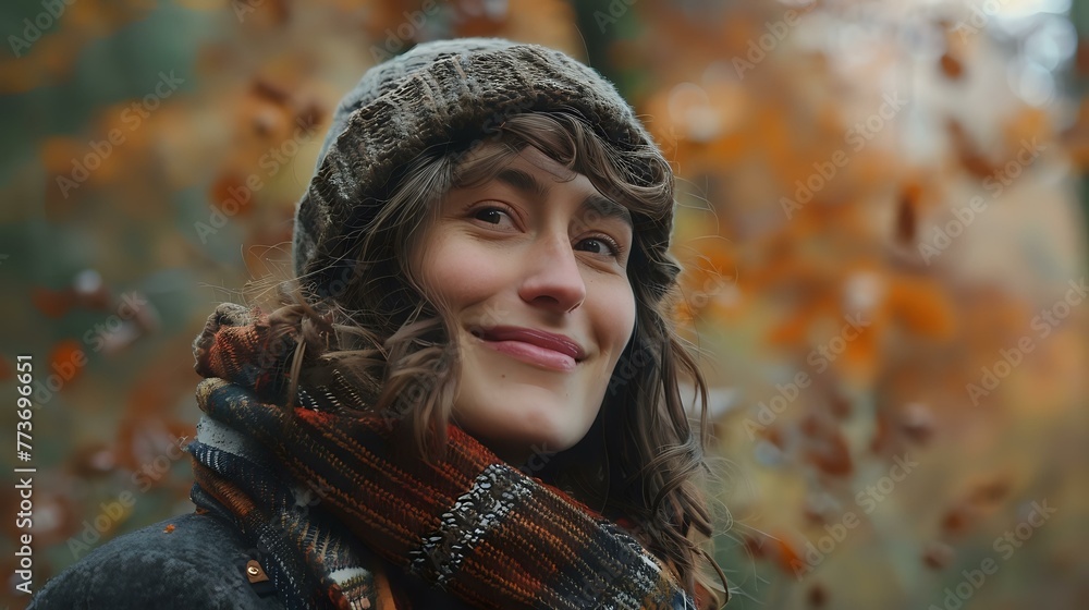 Joyful Woman in Outdoor Fall Setting: Forest Portrait Joyful Woman in Outdoor Fall Setting: Forest Portrait