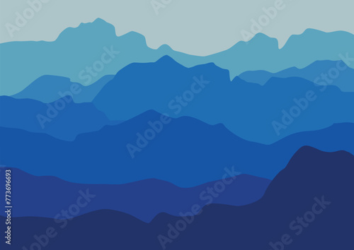 abstract landscape with mountains. Vector illustration in flat style.