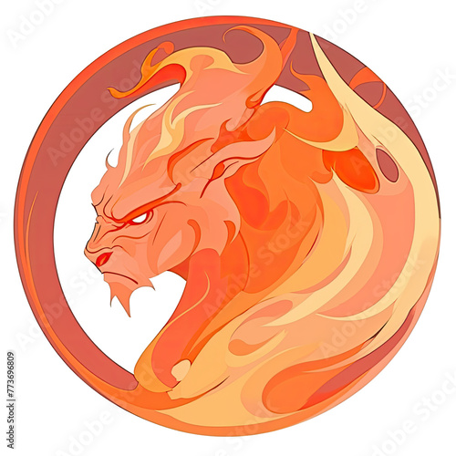 Obraz na płótnie An illustration of an ifrit demon seen from the side within a circle w salonie