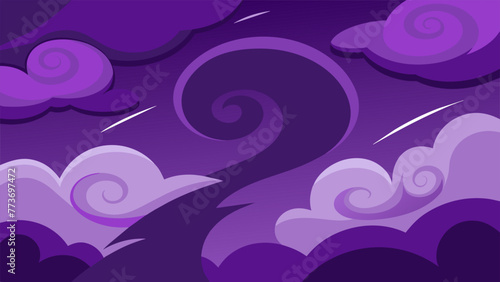 A deep purple for neuroticism they are surrounded by swirling stormy clouds representing heightened emotions and anxiety.