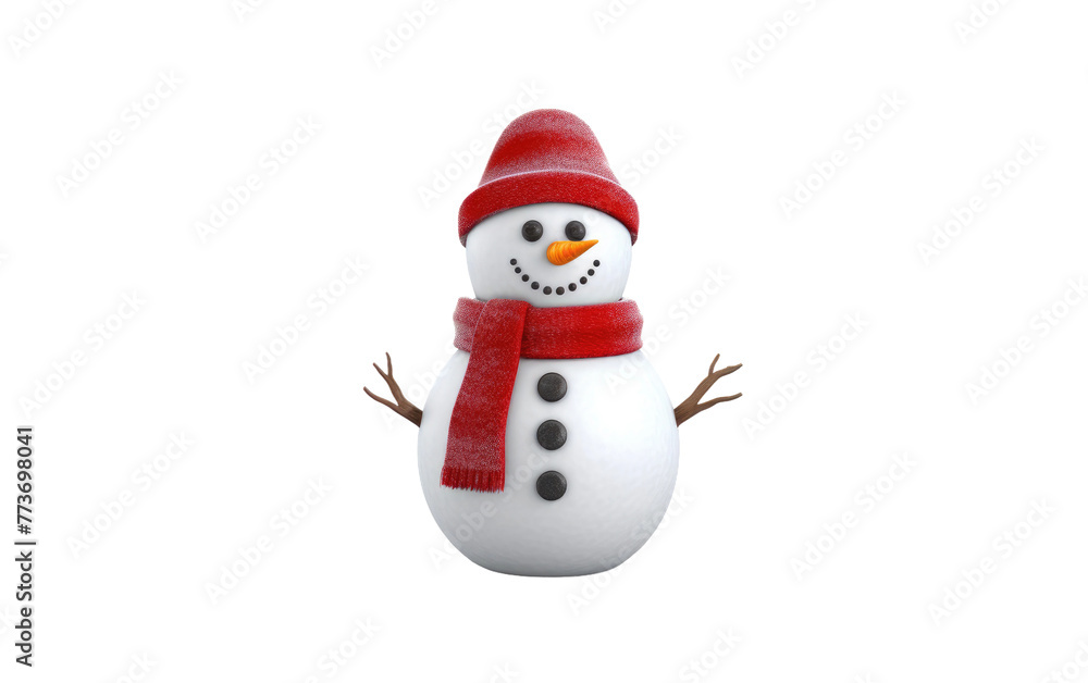 Playful Snowman Sculpture Isolated on Transparent Background