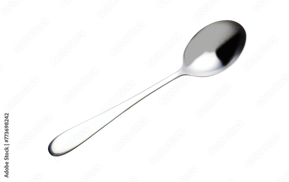 Elegant Silver Dessert Spoon Isolated on Transparent Background Elegant Silver Dessert Spoon Isolated on Transparent Background
