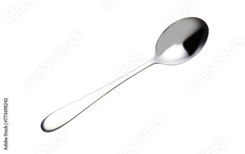 Elegant Silver Dessert Spoon Isolated on Transparent Background
