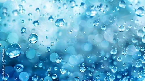 Blue Background Splash: Water Droplets Collision, Abstract Nature Theme