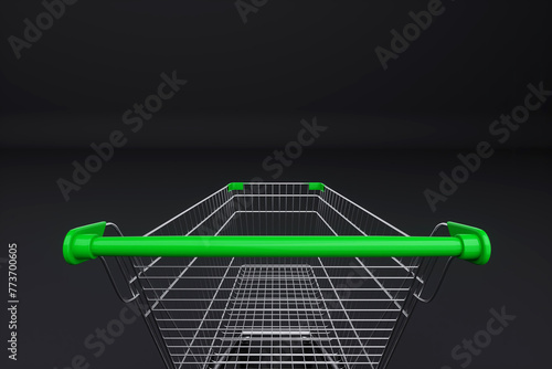 Shopping cart 3D rendering, 3D illustration.