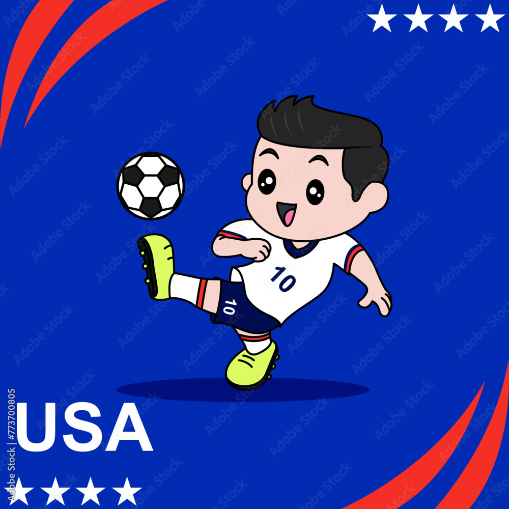 Vector Design of Children Wearing National Jersey Football Team USA Children Play Football Vector Design of Children Wearing National Jersey Football Team USA Children Play Football