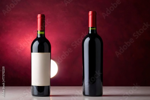 Product packaging mockup photo of Bottle of red wine, studio advertising photoshoot