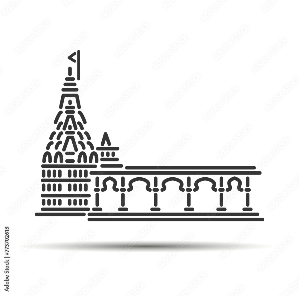 Obraz premium Bhimashankar Temple illustration vector icon.