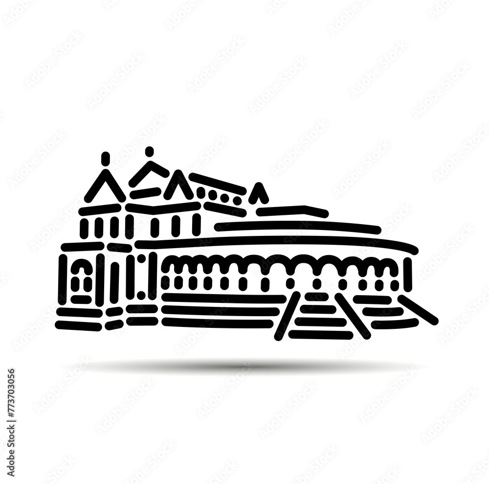Government Museum Chennai old building vector icon.