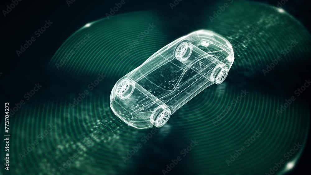 Advanced motion graphics illustrate an autonomous vehicle equipped with ...