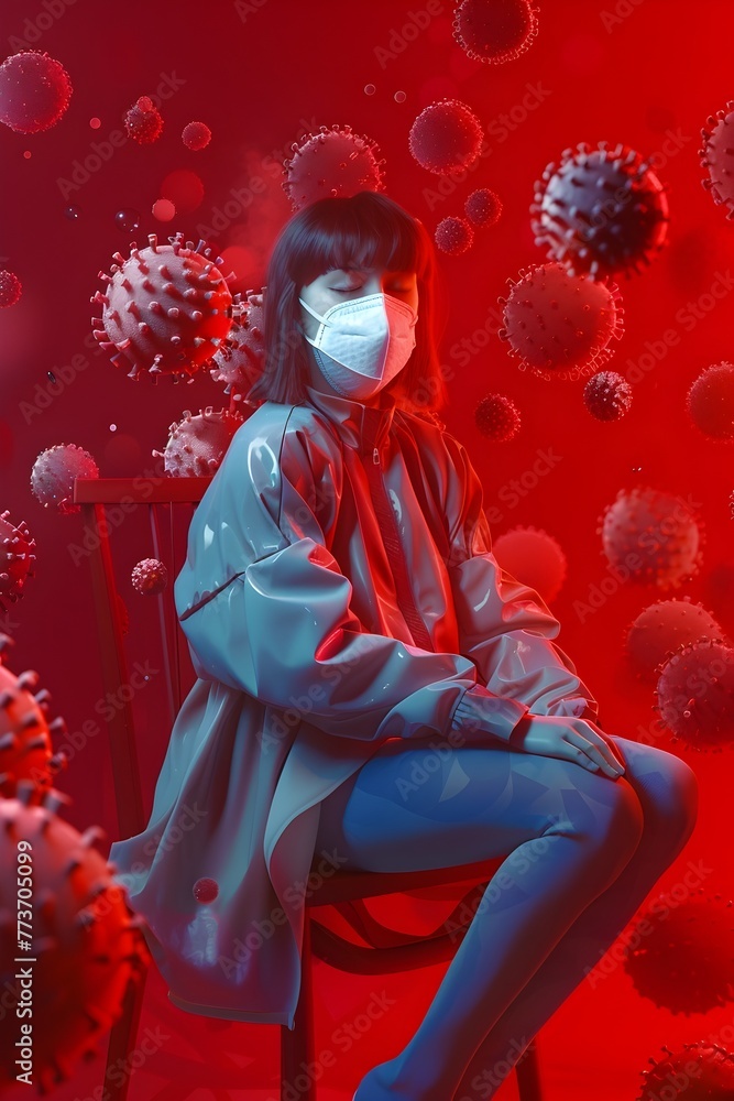 Fototapeta premium Sick Person Shielded in Vivid D Digital