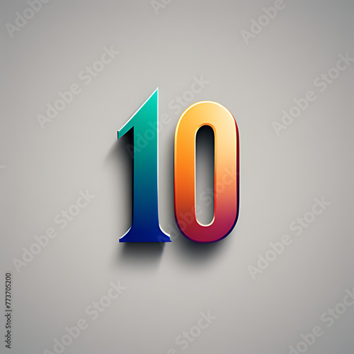 creative logo design with art style ,Creative, digital abstract icon for number 10 photo