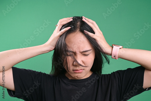 Asian Girl Feel Headache and Stress