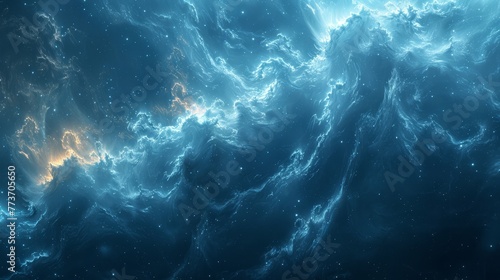   a blue sky with stars and clouds at its center is an image of a blue sky with stars and clouds in the sky