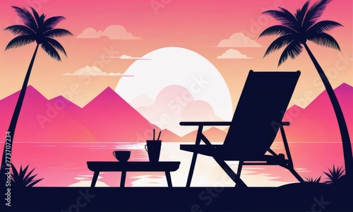 An illustration depicting a gradient summer break theme