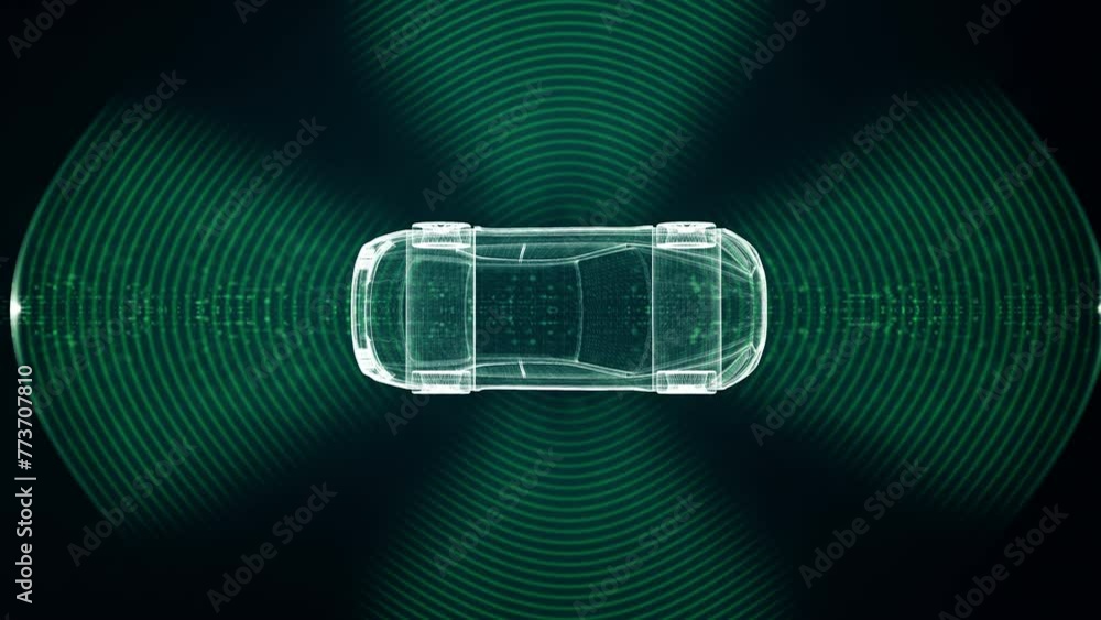 Advanced motion graphics illustrate an autonomous vehicle equipped with ...