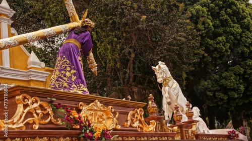 Procession of Jesus Nazareno del Perdón and Virgin Mary. Holy Week in Antigua Guatemala