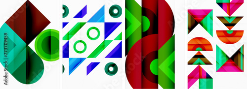 Triangle poster abstract background set for wallpaper, business card, cover, poster, banner, brochure, header, website