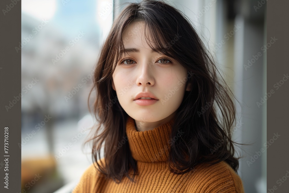 Attractive thoughtful young asian woman looking at the camera Attractive thoughtful young asian woman looking at the camera