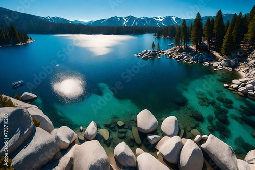 lake tahoe in the morning generated by AI