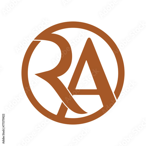 RA initial business logo design inspiration negative space for company. R, A, simple alphabet monogram letter logotype design in circle frame. Capital modern luxury typography. Creative minimal vector
